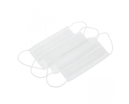 Маска защитная одноразовая трехслойная, голубая/белая, 50 шт/уп