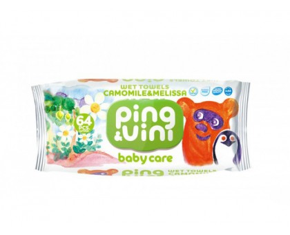 Детские влажные салфетки Ping&Vini BabyCare Ромашка и мелисса, 64 шт, с клапаном