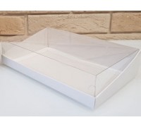 Упаковка для пирожных и прочих кондитерских изделий, 210х135х50 мм, белая, с прозрачной крышкой