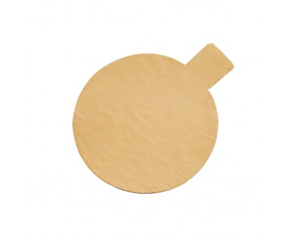 Подложка для десерта, диаметр 80мм, толщина 0.8мм, круглая, с держателем, золото
