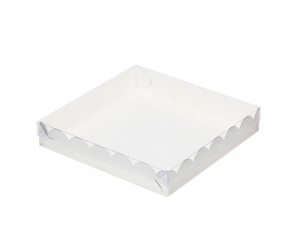 Упаковка для пряников, конфет, 150х150х30мм, белая, с прозрачной крышкой