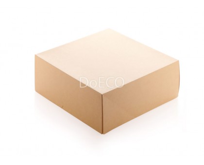 Бумажный контейнер Eco Cake 6000 для пирожных, вафель, печенья, конфет, 255х255х105мм, Doeco