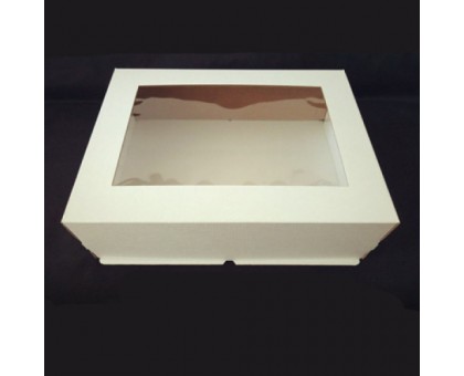 Короб для торта Цифра, 390х290х120мм, белый, с прозрачным окном (крышка+дно)