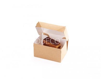 Бумажный контейнер Eco Cake 1200 для пирожных, вафель, печенья, конфет, 150х100х85 мм, Doeco