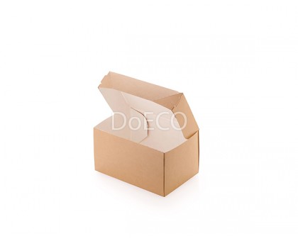 Бумажный контейнер Eco Cake 1200 для пирожных, вафель, печенья, конфет, 150х100х85 мм, Doeco