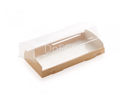 Контейнер под десерт OpBox 600, прозрачная крышка, 200х100х40мм, Doeco