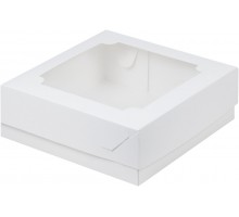 Коробка под печенье, зефир, 200х200х70мм, белая, с окном, РПМ
