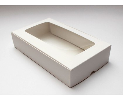 Картонная упаковка для зефира, печенья, 280х165х55мм, белая, с окном