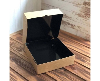 Упаковка Eco Tabox 1555 PRO, для десертов, зефира, подарков, текстиля, 200x200x55мм, Черный, DoEco