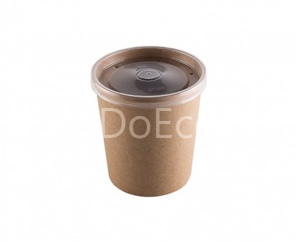 Емкость картонная, с пластиковой крышкой ECO SOUP ECONOM, 445мл, 16C, DoEco