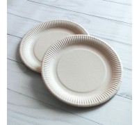 Одноразовая бумажная тарелка ECO PLATE, 180мм, белая/крафт