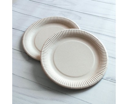 Одноразовая бумажная тарелка ECO PLATE, 180мм, ,белая/крафт