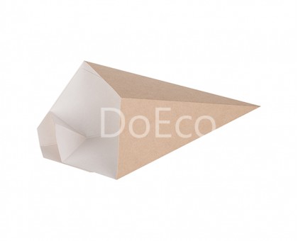 Упаковка для картофеля фри конусная с отделением под соус ECO CONE L, 80х200мм 