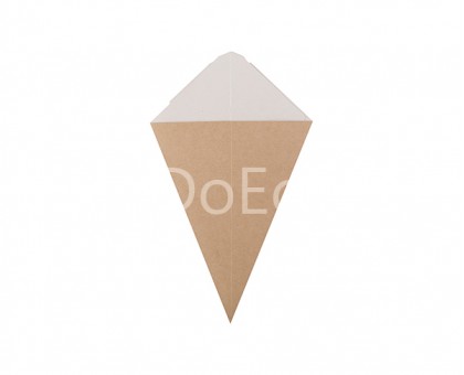Упаковка для картофеля фри конусная с отделением под соус ECO CONE L, 80х200мм 