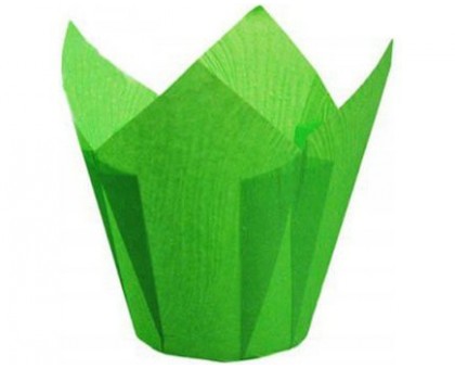 Бумажная форма для маффинов Тюльпан, 50х70мм, зеленая, 200 штук\уп
