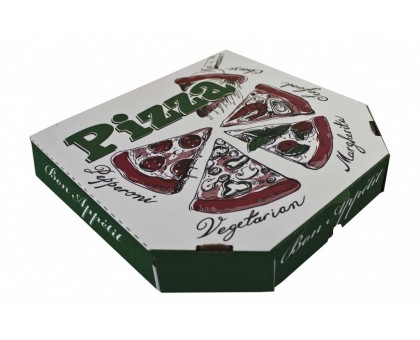 Коробка под пиццу 33х33см, белая, с рисунком