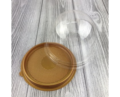 Купольная пластиковая пищевая упаковка ПР-Т-85, золотое дно