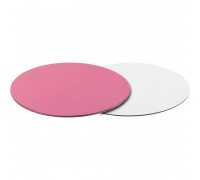 Подложка для торта, диаметр 260мм, толщина 2.5мм, круглая, розовая/белая
