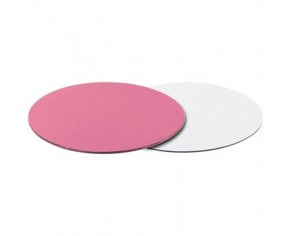 Подложка для торта, диаметр 300мм, толщина 2.5мм, круглая, розовая/белая