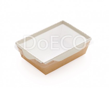 Контейнер бумажный с прозрачной крышкой OpSalad 400, 145x95x45мм, 400мл, Doeco