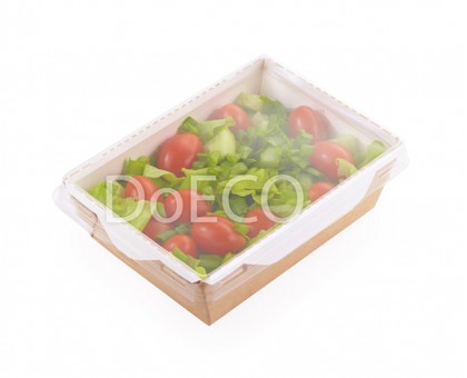 Контейнер бумажный с прозрачной крышкой OpSalad 400, 145x95x45мм, 400мл, Doeco