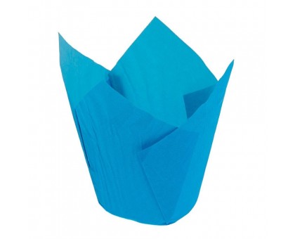 Бумажная форма для маффинов Тюльпан, 50х70мм, голубая, 200 штук\уп