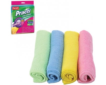 Салфетки хозяйственные "Paclan Practi" микрофибра, 30x30 см, 4 шт. в упаковке