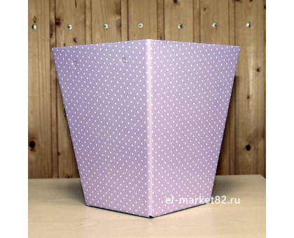 Коробка для цветов картонная, большая, Розовый горох, 18х12см, высота 22см