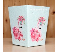 Коробка для цветов картонная, мини, Фламинго, 12х9см, высота 15см