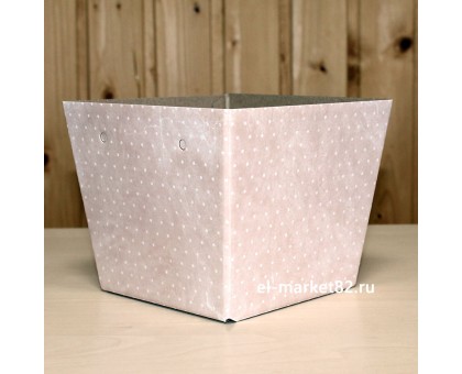 Коробка для цветов картонная, низкая, Розовый горох, 15х12см, высота 13см