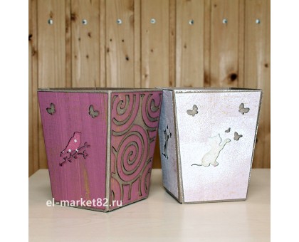 Коробка для цветов картонная, мини, Ручная работа, 12х9см, высота 15см, 2 шт/уп