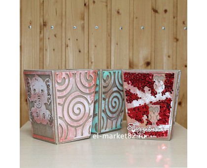 Коробка для цветов картонная, мини, Ручная работа, 12х9см, высота 15см, 2 шт/уп