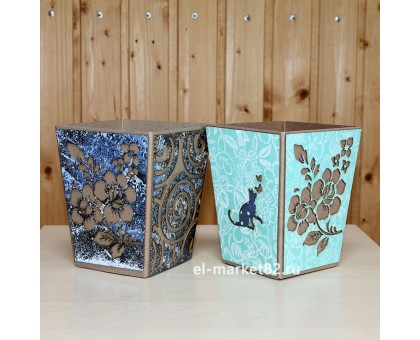 Коробка для цветов картонная, мини, Ручная работа, 12х9см, высота 15см, 2 шт/уп