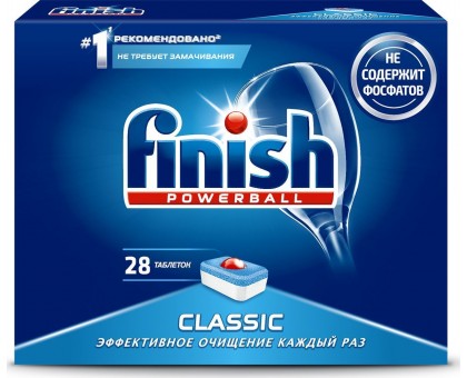 Таблетки Finish classic, для мытья посуды в посудомоечных машинах, 28 шт/уп