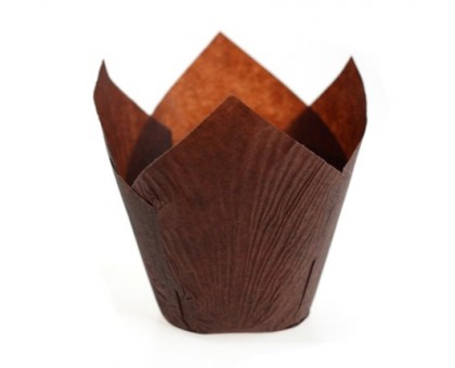 Бумажная форма для маффинов Тюльпан, 50х80мм, коричневая, 200 штук\уп