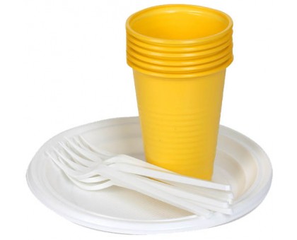 Набор одноразовой пластиковой посуды Застолье, 3 предмета, 6 персон