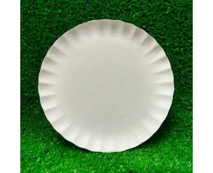 Тарелка бумажная, 205 мм, белый мелованный картон, 100шт/уп