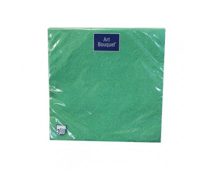 Салфетка банкетная "Барокко"темно-зеленая, 33х33см, 3 слоя, с тиснением, Art Bouquet
