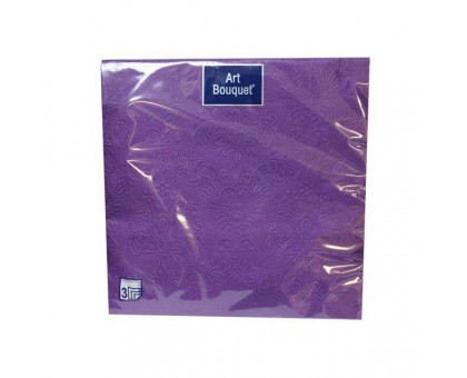 Салфетка банкетная "Барокко" фиолетовая, 33х33см, 3 слоя, с тиснением, Art Bouquet