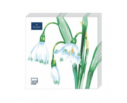 Салфетка банкетная "Белый цветок", 33х33см, 3 слоя, Art Bouquet