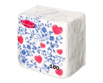 Бумажные салфетки Garmonia, 24*24см, 100шт, в ассортименте