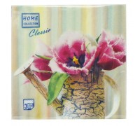 Салфетка банкетная "Натюрморт с тюльпанами", 33х33см, 3 слоя, Home Collection