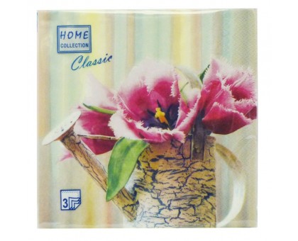 Салфетка банкетная "Натюрморт с тюльпанами", 33х33см, 3 слоя, Home Collection