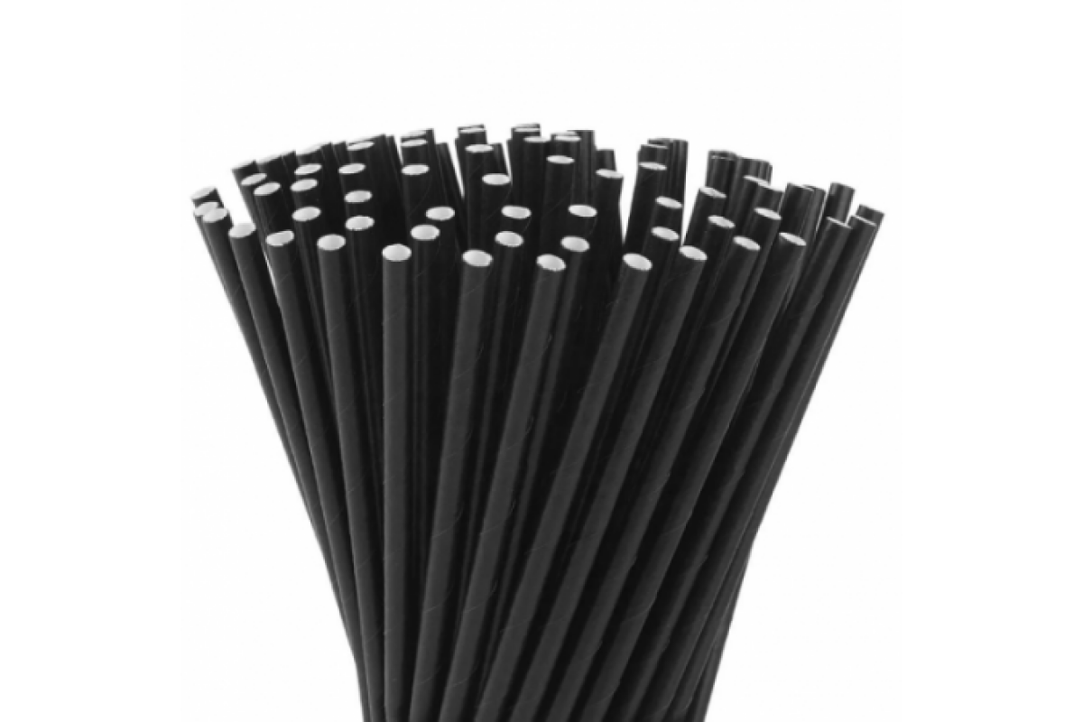 Купить бумажные трубочки для напитков ECO STRAW, 6х195мм, черные, 100шт/уп,  Doeco в Симферополе и Севастополе