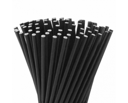 Бумажные трубочки для напитков ECO STRAW, 6х195мм, черные, 100шт/уп, Doeco