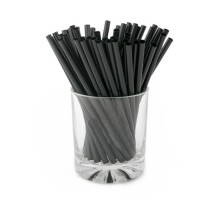 Трубочка пластиковая, черная, 5х125мм, без гофры, Мартини Мини, 400шт/уп